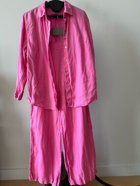 MINT VELVET pink linen two-piece set